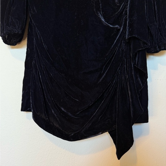 RHODE Womens Zadie Velvet Cut Out Puff Sleeve Mini Dress Black NWT Size 6 - Picture 6 of 12